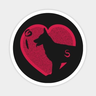 Distressed Minimalistic Red Heart I Love German Shepherds Magnet